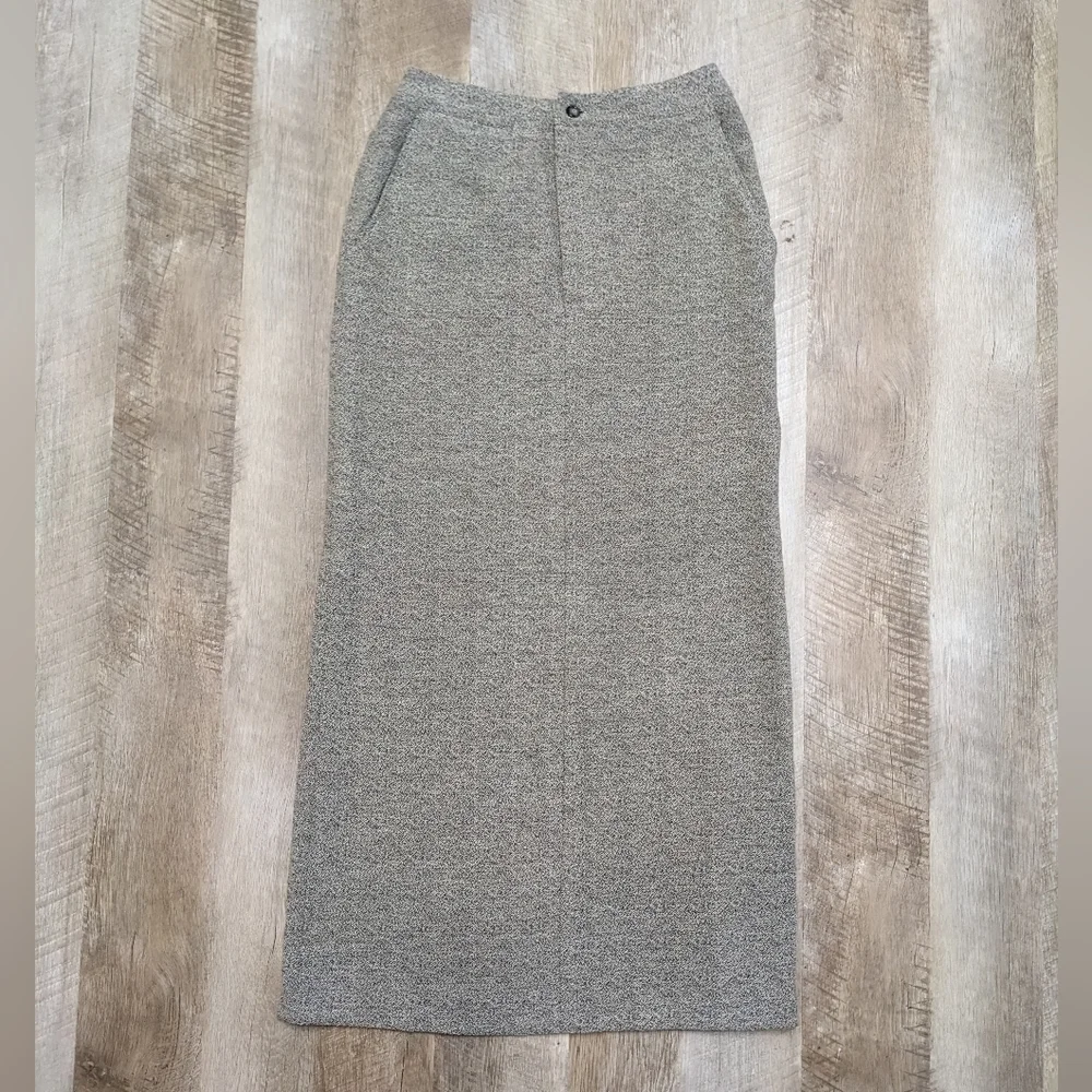 Vintage Mari Philippe Paris Beige Gray Virgin Wool Maxi Skirt - Picture 1 of 13